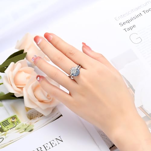 Yinplsmemory Cremation Ring for Ashes for Women Men Celestial Sun and Moon Ring Set Urn Jewelry for Human/Pet Ashes-Size 8