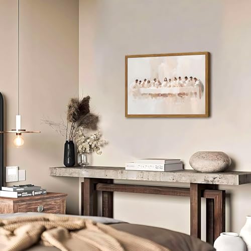 Jesus Last Supper Wall Art, Christian Wall Decor Paintings, Christ Pictures Religious Home Decor for Living Room Dining Room Church Prayer Room Bedroom 12x16 inch Framed 16"L x 12"W