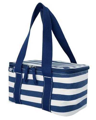 Lands' End Rectangular Small Cooler Bag Insulated 1.5 Gal Navy Stripe