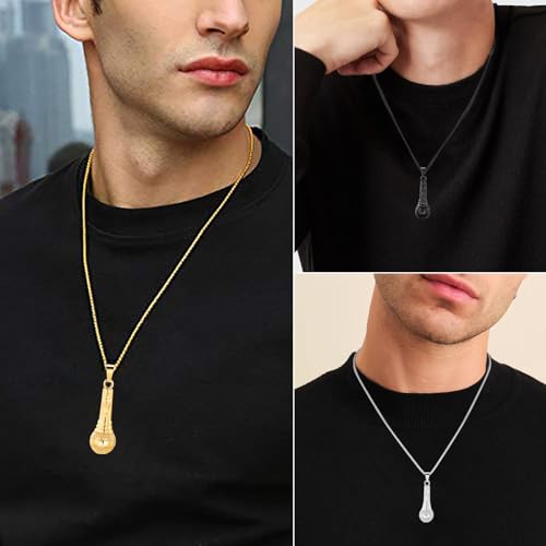 Microphone Cremation Jewelry for Ashes - Memorial Urn Necklace Ashes Holder Stainless Steel Keepsake Pendant Jewelry for Music Lover Gold