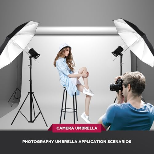 [2 Pack] 33" Black/Silver Reflector Umbrella Kit,Photography Umbrella Lighting Reflector for Contrast, Concentrative Light,Studio/Outdoor Photo and Video Lighting Accessories (2 * 33" Black)… 2* 33" Black