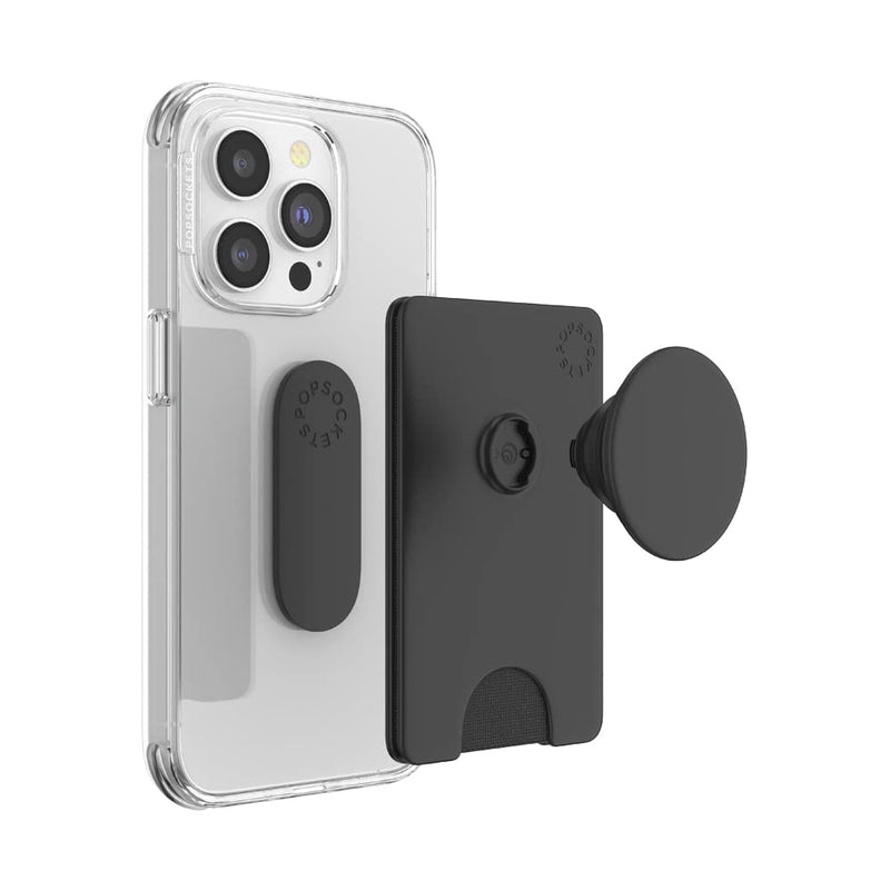 [Australia - AusPower] - PopSockets Phone Wallet with Expanding Phone Grip, Phone Card Holder, Solid PopWallet - Black Adhesive 