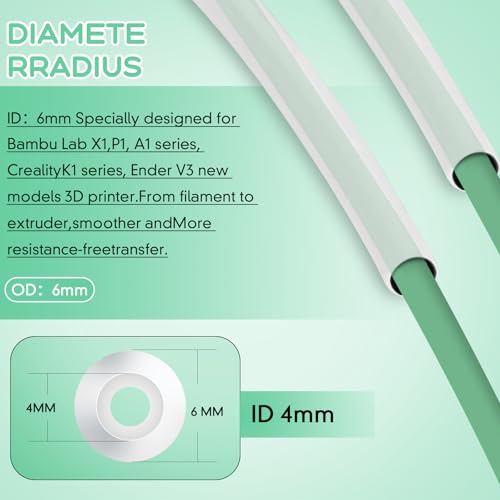 PTFE Teflon tubing 16.5ft 5m with Cutter, 4mm ID X 6mm OD 3D Printer Bowden Tube for 3mm Filament Ender (White) 5m, 4×6mm