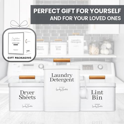 Modern Farmhouse Laundry Detergent Container for Laundry Decor (White) Laundry Detergent (White)