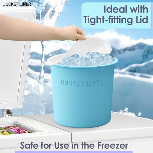 2 Gallon with Lid – Reusable Silicone Bucket Pail Liner for Kitchen, Outdoor, Gardening, Camping, Thinset & Paint Food Grade, Foldable & Heat-Resistant – Multi-Purpose,Blue Blue 2 Gallon With Lid