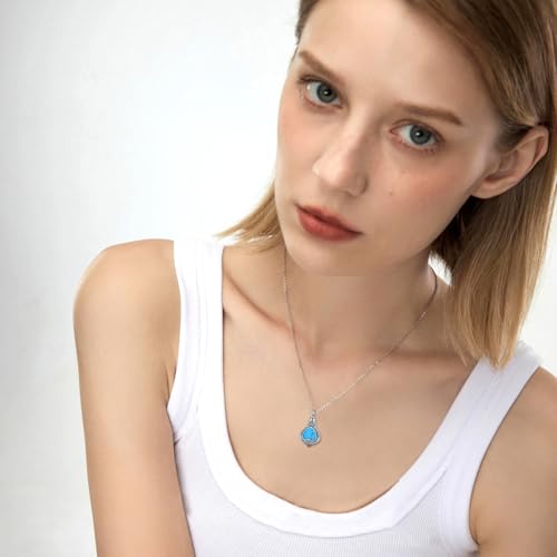 Urn Necklace for Ashes Sterling Silver Cremation Jewelry Bereavement Gifts for Women Celtic-Turquoise Heart