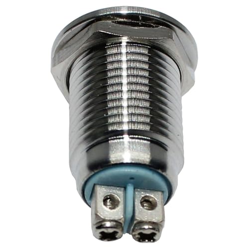 Lumonic LED Indicator Light 12 mm Green Stainless Steel I Signal Light with Screw Connection - IP67 I Signal Lamp for Car with 6 V, 12 V & 24 V LED Voltage 12mm 2-Green