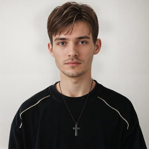 Cremation Cross Necklace for Ashes Stainless Steel Cross Urn Pendant with Mini Keepsake Ashes Holder Memorial Jewelry - With Me Always Black-With Me Always
