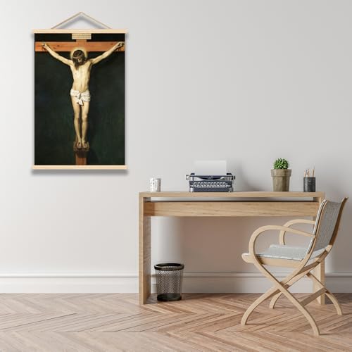 Diego Velazquez Canvas Wall Art: Jesus Is Nailed To The Cross - Wooden Hanging Poster - Religious Culture And Art - Good Friday - Church - Home Wall Decoration - Direct Hanging With Frame.（12x18in30x45cm） （12x18in30x45cm）