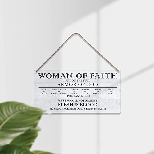 MIGUMUTU Put on the Full Armor of God Quote Home Wall Decor Wooden Signs Rustic Farmhouse Woman Of Faith Hanging Wall Plaque Religious Sign