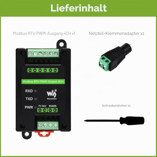 Waveshare Industrial 4-Ch PWM Output Module, Modbus RTU Protocol, Isolated RS485 Interface, Adjustable Frequency and Duty Cycle, with Various Isolation and Protection Circuits