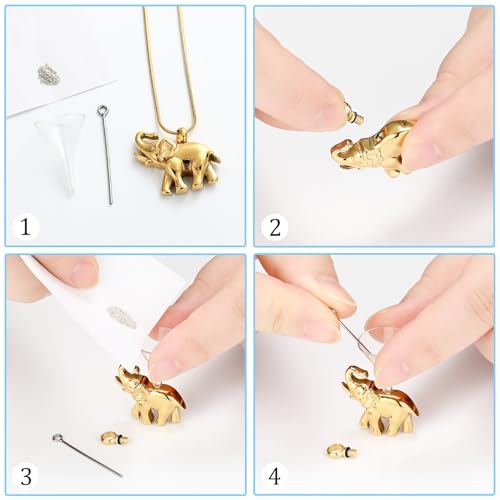 Hearbeingt Elephant Urn Necklaces for Ashes Memorial Cremation Jewelry A-Gold