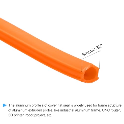 sourcing map Aluminum Profile Slot Cover Flat Seal Orange 10M 8mm 3030 4040 Series for 3D Printer Accessories Pack of 1 10M x 8mm
