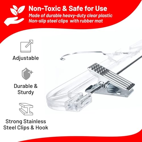 DEILSY™ Pants Hangers with Clips 12 Pack Skirt Hangers Clear Plastic