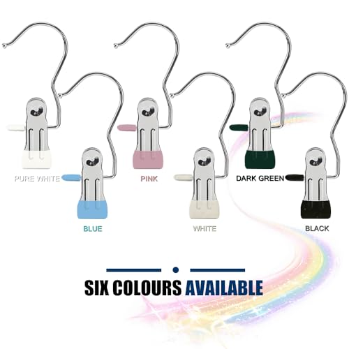 Hangers Clips,Stainless Multi Function Clip Hooks,Laundry Hanging Hooks Clips,Closet Hangers,Boot Clips， Hats Clips,Socks Clips,Pants Clips, Bras Clips (50, Black) 50