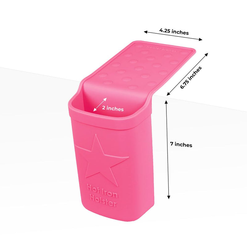 Hot Iron Holster | Adhesive-Free Silicone Storage Pocket for Organization and Travel | Heat Resistant to 500°F | Ideal for Curling Irons, Hair Straighteners, and other Hot Tools Pink
