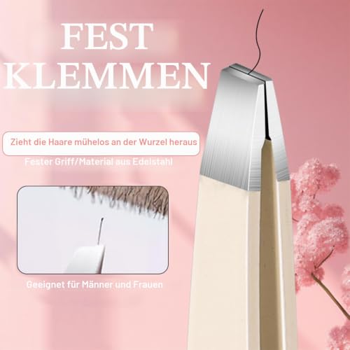 Set of 4 Stainless Steel Tweezers Set Mirror for Eyebrow Facial Hair | Stainless steel, ergonomic handle. 4 different tweezers for eyelashes, eyebrows, fine hairs, travel daily.