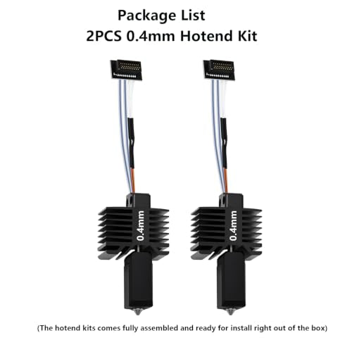 2PCS 0.4mm P1S P1P Hotend, Upgraded All-Metal Hardened Steel Nozzle Hotend Pre-assembled with 24V 48W Ceramic Heater & High-Temp Thermistor Replacement Hot end for Bambu Lab P1 Series 3D Printers 2