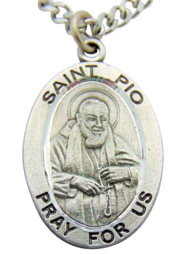 Westmon Works St Pio Solid Pewter One Inch Saint Medal with Stainless Steel Chain