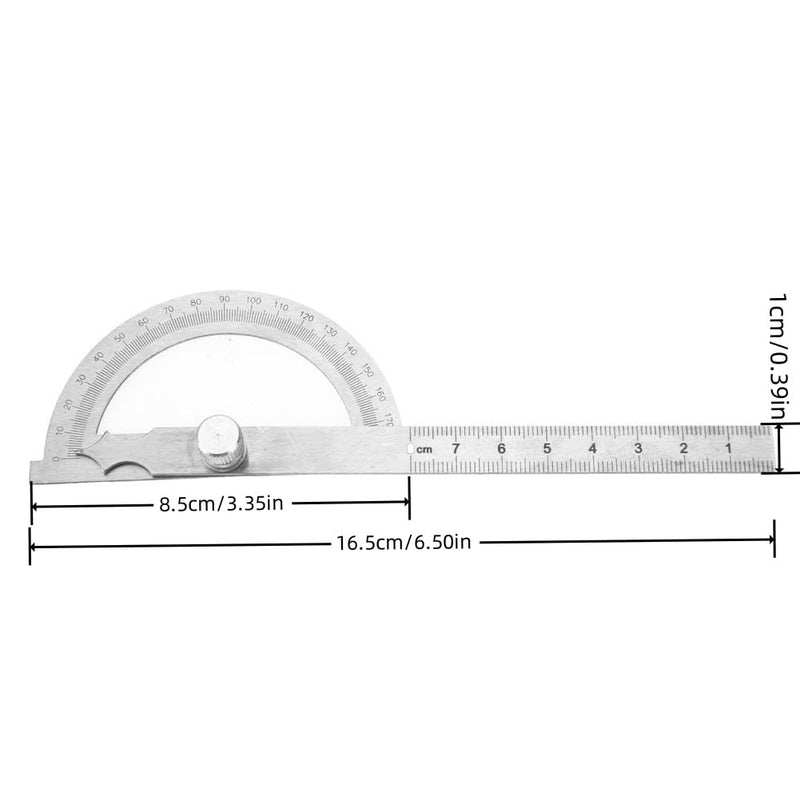 [Australia - AusPower] - MAGT Protractor, 0-180 Degree, 15 cm, Goniometer, Stainless Steel Protractor, Ruler, Arm Measuring Ruler, Angle Measuring Ruler (80 x 120 mm) 