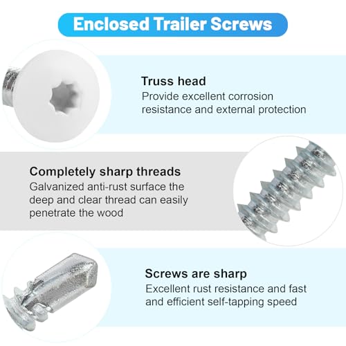 Fuoequl Enclosed Trailer Screws, #10 x 1, Zinc-Plated 200 Pack White