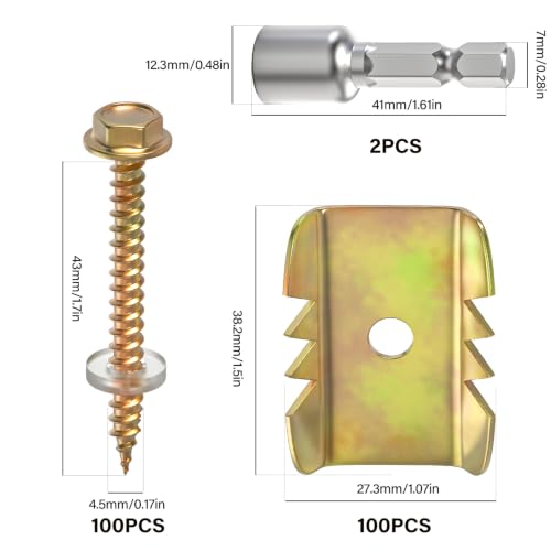 200Pcs Wire Fence Nails, Reuse Galvanized Fence Staples with Drill Bit for Wire Fencing Mesh