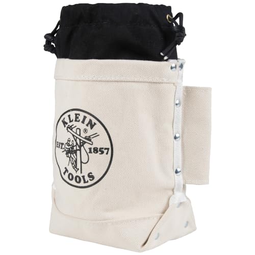 Klein Tools 5416TCP Tool Bag, Extra Tall Top Closing Bolt Bag with 3-Inch Drawstring, Heavy-Duty No. 4 Canvas, 5 x 12 x 9-Inch