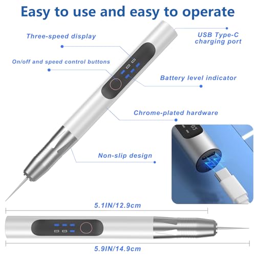 Engraving Pen Tool Kit, USB-C Rechargeable Electric Engraver Silver