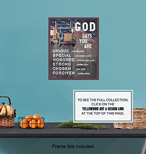 Rustic Patriotic Religious Wall Art - Christian Gifts for Men - God Says You Are Decor - Spiritual Inspirational Quotes - Holy Scripture Bible Verses - Country Wall Decor - Faith Decoration