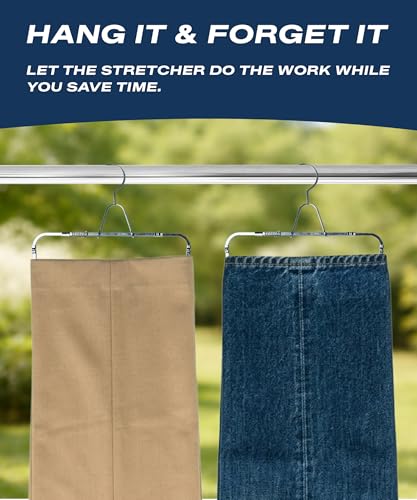 Pants Stretcher with Durable Wire Hanger – Wrinkle-Free Drying with Perfect Creases for Jeans, Dress Pants, Chinos & Slacks | Adjustable Fit for Slim to Regular Pants-2 Pack
