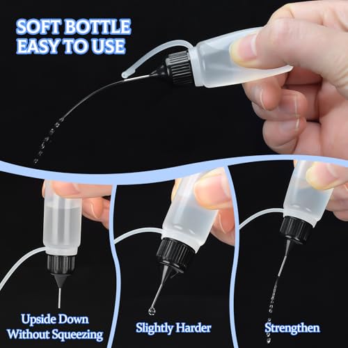 10ml Precision Tip Applicator Bottle Squeeze Bottle for Tattoo Ink, Glue Applications, Craft & Oil, 10pcs Needle Tip Bottles
