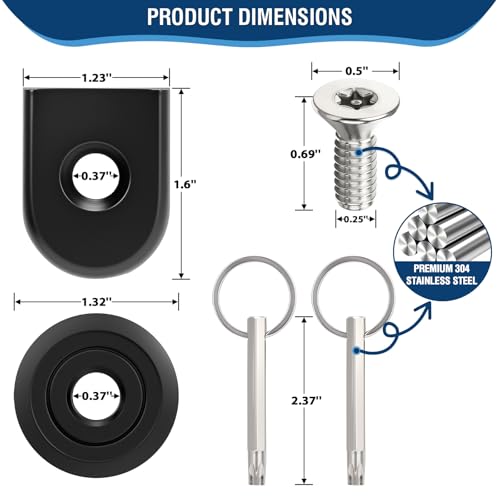 8910B Fender Tab Cover 1/4"-20 Seat Bolt Security Screw Kit with Washer