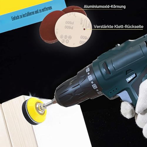 Stebruam Pack of 190 Sandpaper 50 mm Velcro Grit 40-7000 Sanding Discs | 2 Inch Sanding Pads Kit Polishing Pad Adapter 50 mm Sanding Discs Pads for Car Wood Furniture Painting DIY 190 pieces, grit 40-7000