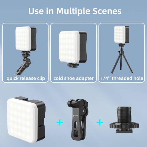 Zeadio Portable LED Pocket Light with Clip - Adjustable 3000K-7000K Color Temperature Camera Light, CRI95, Small Video Selfie Light for Tabletop Filming/Selfie/Cell Phone/Photography, Pack of 2