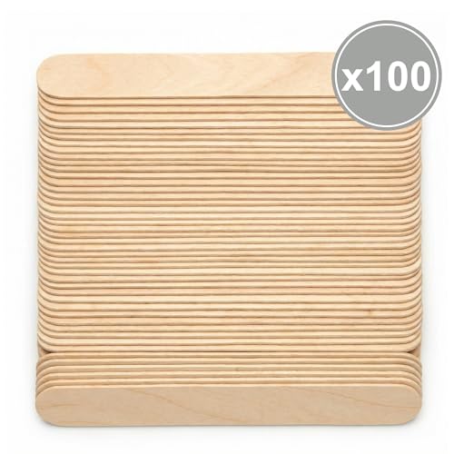 KMINA Wooden Mouth Depressors Non Sterile 150mm x 18mm x 1.6mm (Pack of 100 | Tongue depressor, latex-free, handy format for practice and everyday life, 1 box for refilling, stable in the hand