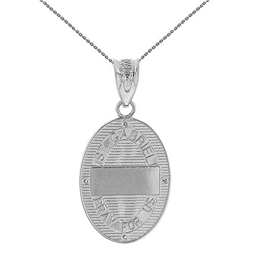 Sterling Silver Saint Gabriel The Archangel CZ Oval Medal Necklace (1"), 16"