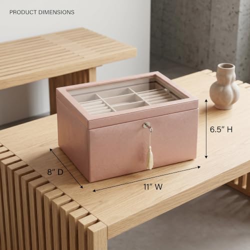 Hives & Honey Emily Luxe Jewelry Box with Versatile Storage Options and Portable Travel Case in Blush