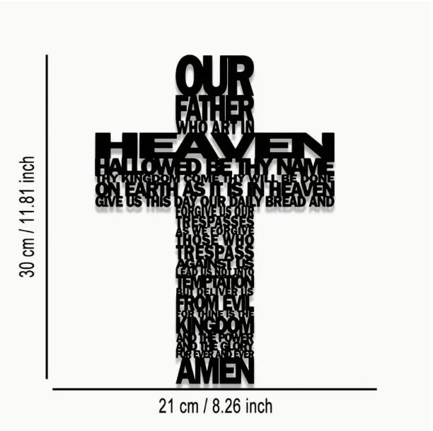 Metal Cross Wall Art Decor - Rustic Farmhouse Decor, Black Room Decor 11.6"L x 7.8"W