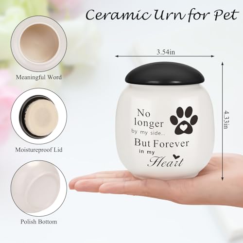 Pet Urn for Dog Cat Ashes Small Handmade Memorial Keepsake-Paw Print White Paw