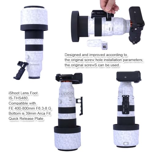 iShoot Lens Collar Base Replacement Foot Tripod Mount Ring Stand Compatible with Sony FE 400-800mm F6.3-8 G Lens, Lens Support Bracket Holder with Arca-Swiss Fit Quick Release Plate for Arca Clamp