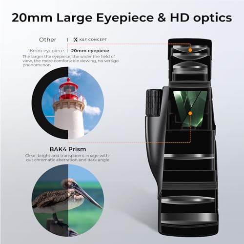 K&F Concept 8-32X50 Zoom Monocular - High Power Dual Focus Prism Compact Monoculars for Kids Adults, with Phone Adapter, Low Light Night Vision, FMC Lens for Bird Watching Hunting Travel Camping Starg