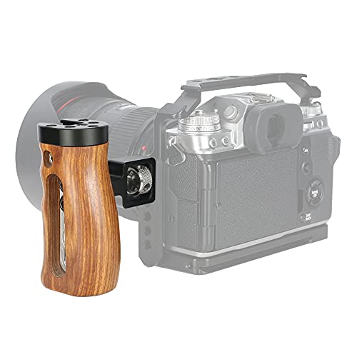 NICEYRIG Wooden Side Handle for ARRI Locating Pin Adjustable Universal Left & Right Grip for DSLR Camera Cage Rig - 462
