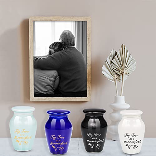 Gredstar Cremation Urns for Ashes, Set of 4 Ceramic Memorial,Hummingbird Fly free als a hummingbird