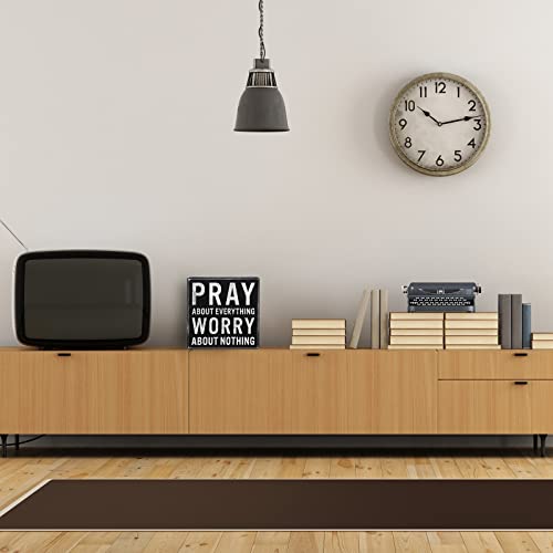 Jetec Christian Desk Decor Pray About Everything Worry About Nothing,Black Black