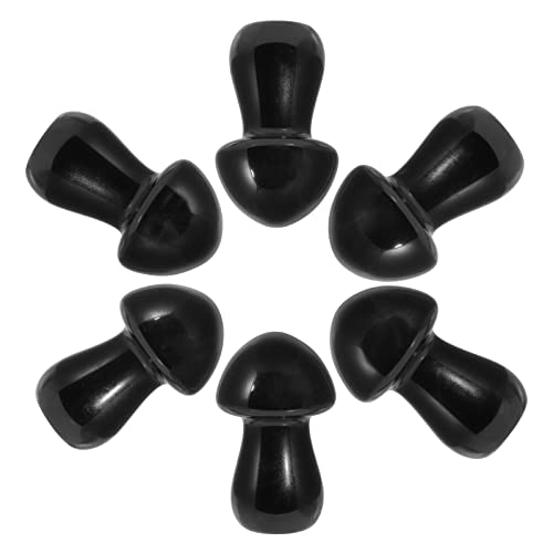 KYEYGWO 1.4" Black Obsidian Crystal Mushroom Figurine Ornament for Home