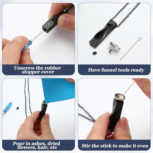 Highergo Urn Necklaces for Ashes Cremation Jewelry Urn Necklace Silver Black Stainless Steel Memorial Pendant Locket Vertical Bar Keepsake Pendant for Women Men Loved Ones Human Ashes 12 Twist