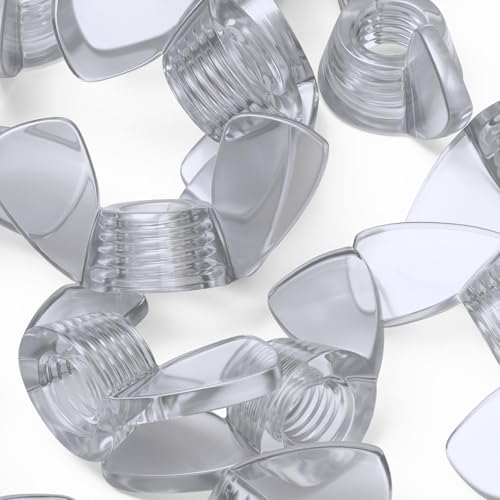 Caterpillar Red M5 clear acrylic plastic butterfly wing nuts, 50-piece set