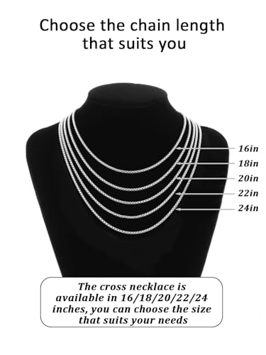 Aretas Stainless Steel Cross Pendant Necklace for Men Boys, Christian Confirmation Baptism Cross Chain with 16-24 Inches Jewelry Easter Gifts 18inch Silver