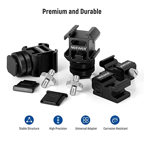 NEEWER 8 PCs Hot Shoe Mount Adapter Kit, Including Triple Cold Shoe Mounts, 1/4” Screw, Flash Stand Bracket, and Hotshoe Cover for DSLR Camera, LED Light, Microphone, Lighting Stands, Monitor ST47(8-Pack)