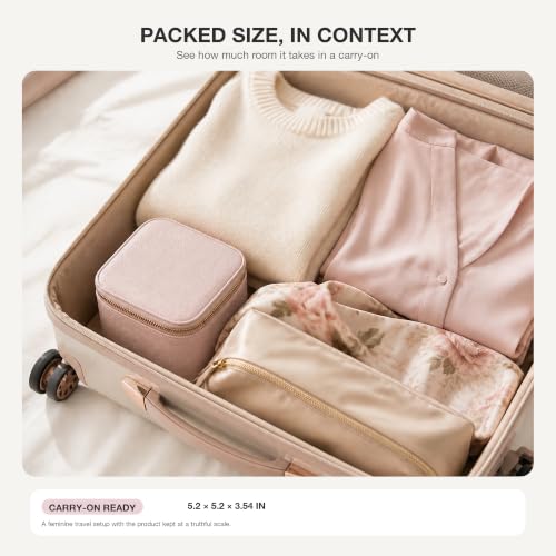 Vlando Travel Jewelry Box Organizer with 6 Zippered Pouches, Rosy Mauve Small - 6 Pouches